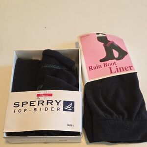 2 Sets of RAIN BOOT LINERS  Black Rain Boot Liner Size Large 9-11